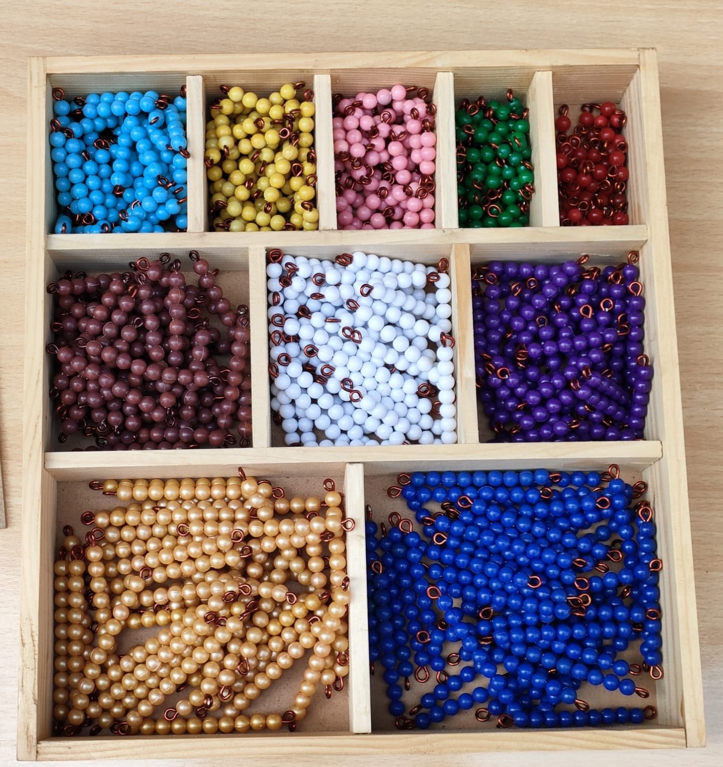 MONTESSORI DECANOMIAL COLOUR BEADS BARS BOX 45 BEADS STAIRS Ali